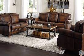 Montbrook Hand Rubbed Brown Leather Living Room Set Leather Sofa Living Room Leather Couches Living Room Brown Couch Living Room