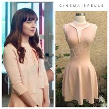 Download fifty shades freed (2018). Blush Pink Stretch Fitted Mini Dress As Seen On Anastasia Steele Grey Dakota Johnson On Fifty Shades Freed If You Like Ana Vestidos Vestido Anastasia Looks