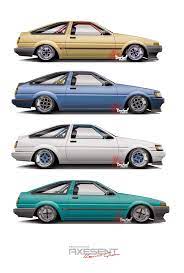 axesent ae86 trueno and levin illustrations axesent 2015 トヨタカローラ ae86 トレノ 86 トヨタ