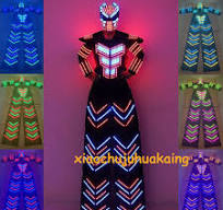LED Robot Control Colors Change Suit Clothes Dance Party Luminous Costume  Remote