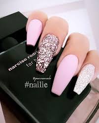 Mia secret cover rose acrylic powder 1 oz. Naildesigns Pretty Glitter Acrylic Nail Design Pink Rose Gold And White Pink Acrylic Nails Acrylic Nail Designs Nails