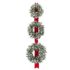 Shop Black Friday Deals On 77 Inch Glittery Bristle Triple Wreath Door Hang With Battery Operated Warm White Led Lights Overstock 12494245