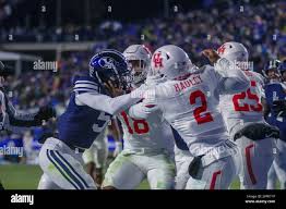 Brigham Young University wide receiver Devon Blackman tries to stay in  bounds after catching a long pass during the Royal Purple Las Vegas Bowl at  Sam Boyd Stadium in Las Vegas, Dec.