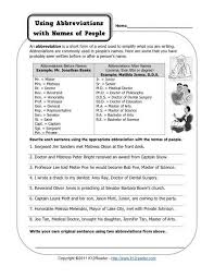 Abbreviations And Names Of People Free Printable Punctuation Worksheets Punctuation Worksheets Spelling Words Spelling Rules Activities