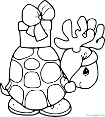 Reindeer coloring pages are fun for kids. Cute Tortoise Dresses As A Reindeer Coloring Page Coloringall