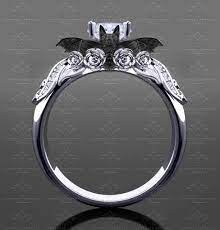 Valencia Gold Bat Engagement Ring Skull Wedding Ring Gothic Wedding Rings Black Gold Jewelry