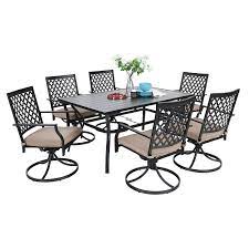 Sturdy steel patio furniture *see offer details. Mf Dining Set 7 Pieces Metal Patio Furniture Set 6 X Swivel Chairs With 1 Rectangular Umbrella Table For Outdoor Lawn Garden Black Buy Online In Dominica At Dominica Desertcart Com Productid 191728696