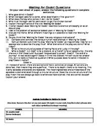 Waiting For Godot Reading Questions Symbolism Chart And Discussion Questions