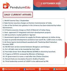 Daily Current Affairs 2nd September 2020 In 2020 Independence Day History Current Affairs Quiz Affair