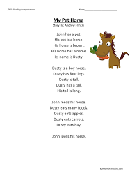 reading comprehension worksheet my pet horse
