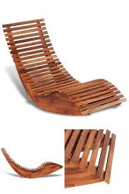 Wooden Rocking Lounge Chair Rustic Indoor Outdoor Hotel Spa Pool Seat Furniture