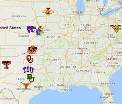 The sooners have claimed six big 12 titles in a row, and coach lincoln riley's team is a heavy favorite to win the league crown once again in 2021. Big 12 Map Teams Sport League Maps Maps Of Sports Leagues