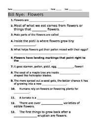 Bill Nye Flowers Video Guide Sheet Bill Nye Nursing Student Tips Nye