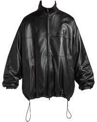 Balenciaga Oversized Leather Track Jacket Black 3 700 Balmain Leather Jacket Armani Leather Jacket Leather Flight Jacket