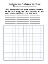 Kids, as well as adults, love these word searches. Create Your Own Thanksgiving Word Search By Sue Wind Tpt