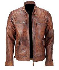 Mens Distressed Brown Classic Diamond Leather Jacket Brown Leather Jacket Men Leather Jacket Men Cafe Racer Leather Jacket