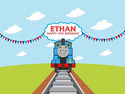 Birthday Thomas The Train Background Thomas The Train Backdrop In Digital File You By Backdropsetc Happy 4th Birthday Thomas The Train Birthday Party Themes
