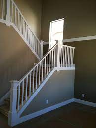 I'm pretty sure that was right at the height of using orange oak for trim work, kitchen cupboards, and banisters.because this house was full of. Square White Stair Balusters Google Search White Stair Railing White Stairs Staircase Design