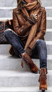 Awesome Leather Jacket Blue Jeans Boots Fashion Autumn Fashion Clothes