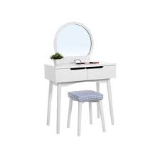 Mirrored vanity dressing table,mirrored vanity furniture,mirrored vanity tables. Round Mirror Vanity Set Vanity Set Vasagle By Songmics