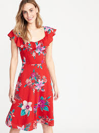 Fit Flare Ruffle Trim Cami Dress For Women Old Navy Red Floral Dress Dresses Fit Flare Dress