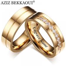 Aziz Bekkaoui Engrave Name Wedding Rings For Women Men Couple Promise Band Stainless S Stainless Steel Wedding Ring Stainless Steel Wedding Bands Rings For Men
