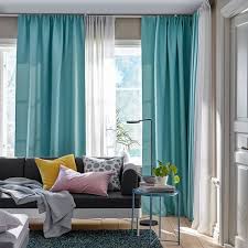 Vilborg Room Darkening Curtains 1 Pair White Turquoise 57x98 Ikea Turquoise Living Room Decor Living Room Turquoise Living Room Decor Curtains