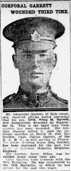 Garrett, Knox Mathew: Service no. 123568 (Military Medal and Bar)