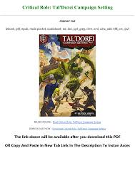 Review for tal'dorei campaign setting. Read E Book Critical Role Tal Dorei Campaign Setting Full Pdf Online