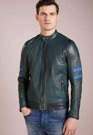 Boss Casual Jaylo Leather Jacket Dark Green Zalando Co Uk Jaqueta Masculina Jaqueta Masculino