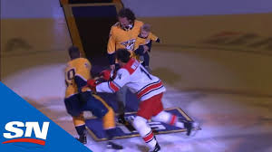 The most complete news collection. Justin Williams Roman Josi Battle It Out During Nashville Predators Ceremonial Puck Drop Youtube
