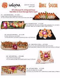 house special menu picture of sakana japanese restaurant sushi and grill moore tripadvisor