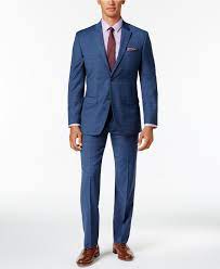 Tommy Hilfiger Men S Slim Fit Stretch Performance Medium Blue Plaid Suit Suits Suit Separates Men Macy S Blue Plaid Suit Medium Blue Suit Plaid Suit