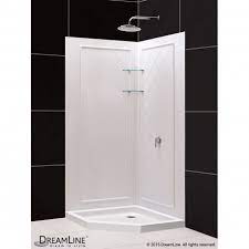 • durable acrylic construction with fiberglass reinforcement for lasting beauty • accessible, low, single threshold design for easy entry and exit spec_4242n.st3 axis 42 neo corner shw bs 10/15. Slimline 36 42 In X 36 42 In Neo Angle Shower Base And Qwall 4 Shower Backwall Kit Dreamline