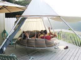 Build this porch swing and it will only take you around five hours and $40. Swing Bed Made From Recycled Trampoline The Owner Builder Network