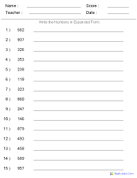 Place Value Worksheets Place Value Worksheets For Practice