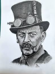 A pencil drawing I did from a photo of a Steampunk friend.