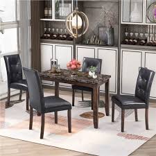Folding tables & chairs (6). Trexm 5 Pieces Faux Marble Dining Table Set With 4 Chairs Brown