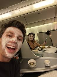 She's enjoying her first time in first class