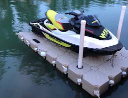 Known for their versatility, the jet dock easily moors to a fixed dock or seawall, a floating dock or to the shoreline when there is no existing structure. Jetslide Slide On Jet Ski Floating Dock Standalone With 2 Posts Candock Miami