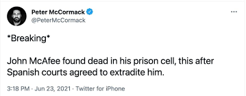 John mcafee, who is currently being held in a spanish prison, was hit with fraud and money laundering conspiracy charges 'security expert' john mcafee expertly plotted alleged crimes over twitter dms. Ph4wkk1gtgaonm