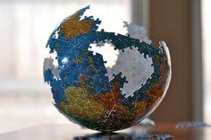 3d rendering isolated on white background. 3d Globe Puzzle