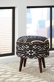 Shop exclusive offers on ottomans & benches. 918492 Bungalow Rose Rojas Black White Fabric Round Bedroom Ottoman Footstool Bench
