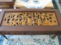 Brown wooden teak wood table set, for home. Hand Carved Japanese Tables Made From Teak Antique Appraisal Instappraisal