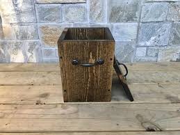 Dark Walnut Rustic Garbage Can Bathroom Trash Can 3 Gallon Trash Office Storage Bin Wooden Trash Can Waste Bathroom Trash Can Wooden Trash Can Garbage Can