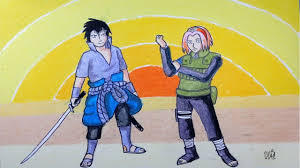 Menggambar Teman2 Naruto Uchiha Sasuke Dan Haruno Sakura Dengan Crayon O Di 2020 Gambar Naruto Pastel