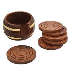 Get something simple and stylish to elevate a cocktail party to the next level. Buy Fine Craft India Wooden Tea Coaster Wooden Drink Coaster Wooden Table Coaster Set Of 6 Dimension Length 4 Width 4 Height 2 Inch Weight 300 Grams