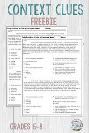 Daily Reading Context Clues Week 1 Context Clues Reading Passages Middle School Reading Comprehension