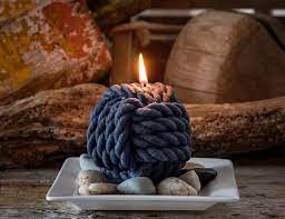 nautical monkey s fist beeswax rope candle large etsy beeswax candles rope candle candles