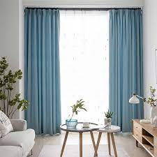 Custom crafted drapery or curtains. Contemporary Solid Blue Curtain Modern Simple Curtain Living Room Bedroom Study Fabric One Panel Blue Curtains Living Room Blue Curtains Living Curtains Living Room